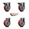 Service Caster 5'' Red Poly Wheel Swivel Bolt Hole Caster Set with 2 Posi Lock Brakes, 4PK SCC-BH20S514-PPUB-RED-PLB-2-S-2 - alternate 5